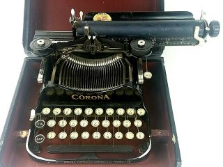 Antique 1900 ' s Corona 3 Folding Typewriter in Case Serial 81053 MFD 1916 4