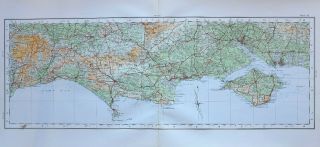 1922 Large Map Dorset Isle Of Wight Bournemouth Southampton Forest