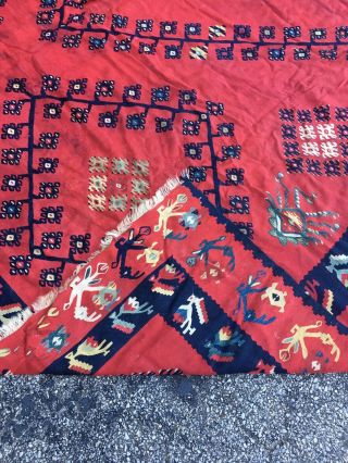 Handmade kilim hand - woven oriental wool rug 11x12 100 Wool Red 11