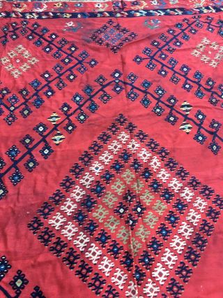 Handmade kilim hand - woven oriental wool rug 11x12 100 Wool Red 3