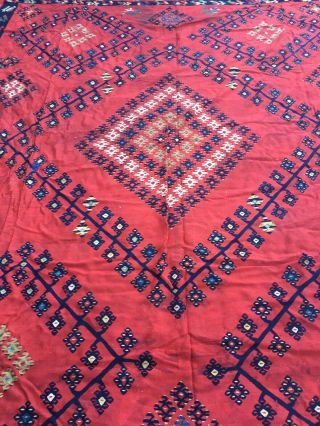 Handmade kilim hand - woven oriental wool rug 11x12 100 Wool Red 6