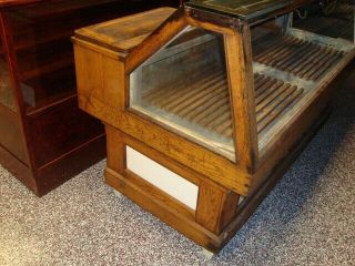Circa 1920s Wooden Cooler Meat Counter Display Case 2