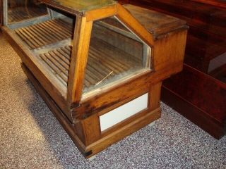 Circa 1920s Wooden Cooler Meat Counter Display Case 3