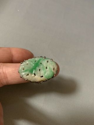 Chinese Antiques Jade & Silver Ring