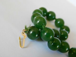 CHINESE VINTAGE JADE STONE BEADED NECKLACE - 14ct GOLD CATCH 4