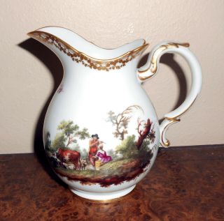 Rare 1780s Oude Amstel Porcelain Hand Painted Shepherd Scene Cream Jug Pitcher