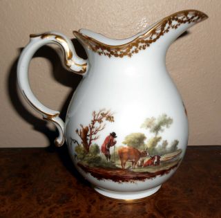 RARE 1780s Oude Amstel Porcelain Hand Painted Shepherd Scene Cream Jug Pitcher 3