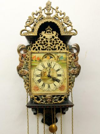 Old Wall Clock Dutch Stultyen Stool Clock Stoelklok With Moon Phase