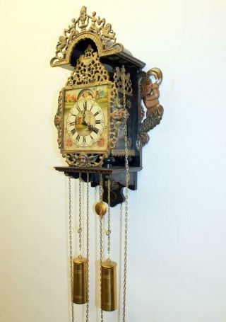 Old Wall Clock Dutch Stultyen Stool Clock STOELKLOK with Moon Phase 5