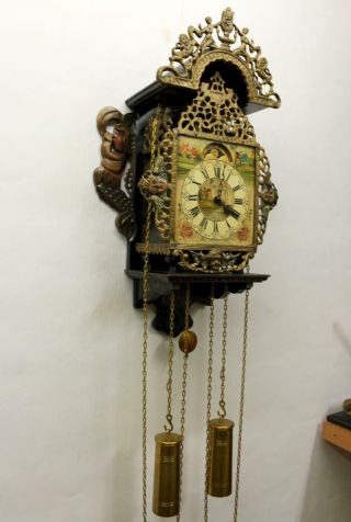 Old Wall Clock Dutch Stultyen Stool Clock STOELKLOK with Moon Phase 6