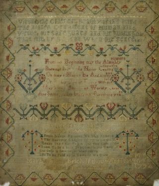 MID/LATE 18TH CENTURY VERSE & MOTIF SAMPLER BY MARTHER MAYBRICK April 22 - 1774 11