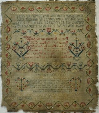 MID/LATE 18TH CENTURY VERSE & MOTIF SAMPLER BY MARTHER MAYBRICK April 22 - 1774 12