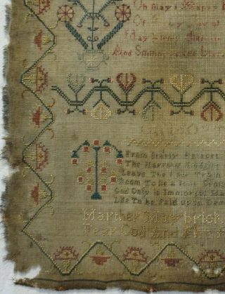 MID/LATE 18TH CENTURY VERSE & MOTIF SAMPLER BY MARTHER MAYBRICK April 22 - 1774 6