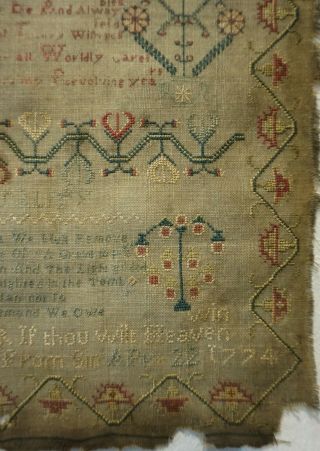 MID/LATE 18TH CENTURY VERSE & MOTIF SAMPLER BY MARTHER MAYBRICK April 22 - 1774 7