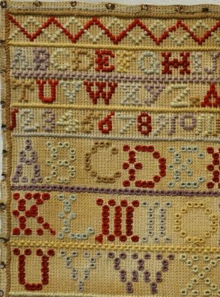 MID/LATE 19TH CENTURY HOUSE & ALPHABET SAMPLER BY MARY CRAWFORD - 1874 4