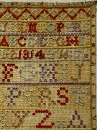 MID/LATE 19TH CENTURY HOUSE & ALPHABET SAMPLER BY MARY CRAWFORD - 1874 5