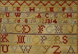 MID/LATE 19TH CENTURY HOUSE & ALPHABET SAMPLER BY MARY CRAWFORD - 1874 9