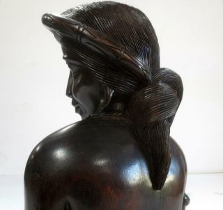 Beautifully Luzon Igorot Wood Carved Bust Sculpture Philippines w/Tribal Jewelry 11