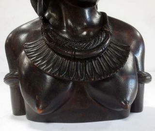 Beautifully Luzon Igorot Wood Carved Bust Sculpture Philippines w/Tribal Jewelry 9