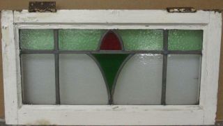 Mid Sized Old English Leaded Stained Glass Window Abstract Floral 25.  25 " X 13.  5 "