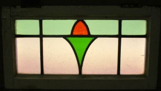 MID SIZED OLD ENGLISH LEADED STAINED GLASS WINDOW Abstract Floral 25.  25 