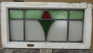 MID SIZED OLD ENGLISH LEADED STAINED GLASS WINDOW Abstract Floral 25.  25 