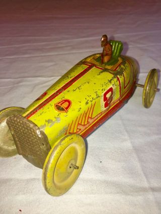 Pre War Japanese Racing Car - Flywheel Driven Tin Vintage Car - PRICE CUT 5