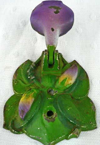 Ca 1920s Vintage Hubley 608 Figural Morning Glory Interior Cast Iron DoorKnocker 4