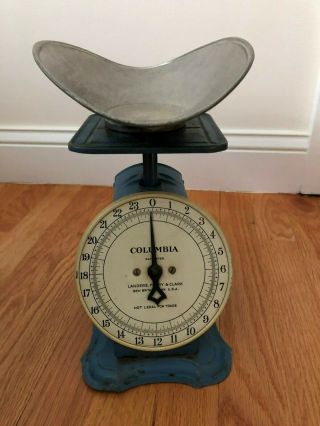 Antique Landers,  Frary & Clark Columbia Food Scale 0 - 24 Pounds Blue