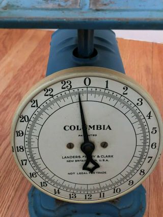 Antique Landers,  Frary & Clark Columbia Food Scale 0 - 24 pounds Blue 9