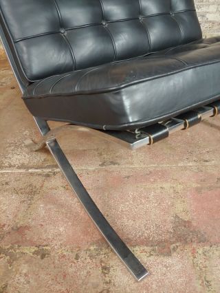 Knoll Studio Barcelona Chairs - Black leather & chrome finish - a Pair 10