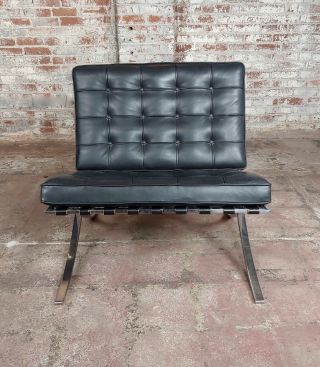 Knoll Studio Barcelona Chairs - Black leather & chrome finish - a Pair 2