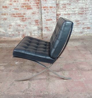 Knoll Studio Barcelona Chairs - Black leather & chrome finish - a Pair 6
