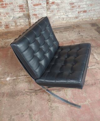 Knoll Studio Barcelona Chairs - Black leather & chrome finish - a Pair 9