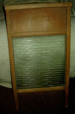 Vintage Glass Washboard - White Wood Product - FINEST CRYSTAL GLASS 24 x 12 