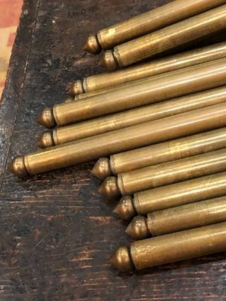14 x Antique Solid Brass 27.  5” Stair Rods With 28 (14 Pairs) Ring Fixings 3.  35kg 4