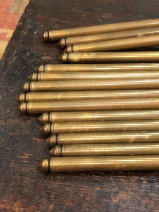 14 x Antique Solid Brass 27.  5” Stair Rods With 28 (14 Pairs) Ring Fixings 3.  35kg 5