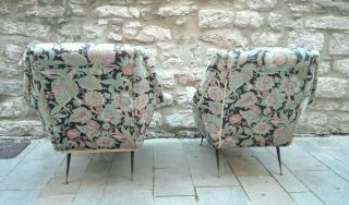 Mid century Gigi Radice Gio Ponti Pair Lounge chairs & Curved Sofa Italy 50s 4