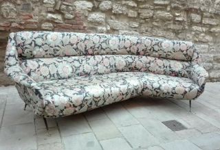 Mid century Gigi Radice Gio Ponti Pair Lounge chairs & Curved Sofa Italy 50s 6
