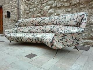Mid century Gigi Radice Gio Ponti Pair Lounge chairs & Curved Sofa Italy 50s 7