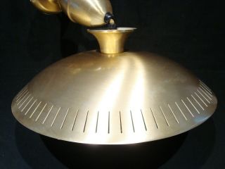 Vintage MCM Atomic Flying Saucer Ceiling Light Fixture Copper Space UFO Light 4