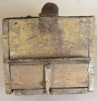 Antique Tin - Wooden Bee Lining Or Hunting Box Apiary Beekeeping Yellow Painted 10