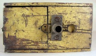 Antique Tin - Wooden Bee Lining Or Hunting Box Apiary Beekeeping Yellow Painted 12
