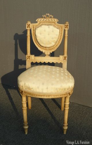 Vintage French Louis Xvi Ornately Carved Wood Pineapple Pattern Accent Chair
