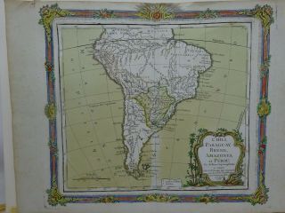 Antique Brion Desnos Map 1766 Chili Paraguay Bresil Amazones Perou