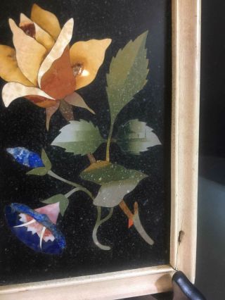 Pietra Dura Plaque - - Yellow Rose & Morning Glory - - Lovely - - No Issues - - BUY IT NOW 10