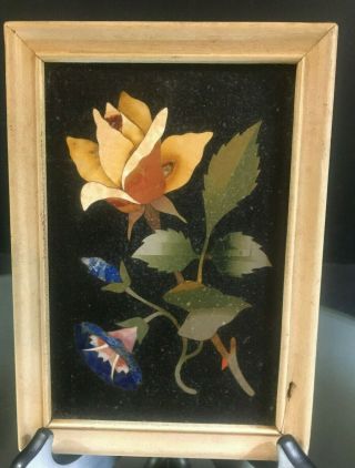 Pietra Dura Plaque - - Yellow Rose & Morning Glory - - Lovely - - No Issues - - BUY IT NOW 7
