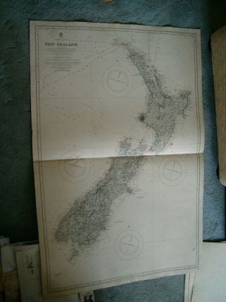 Vintage Admiralty Chart 1212 Pacific Ocean - Zealand 1885 Edn