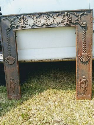 Antique Late 1800s Cast Iron Fireplace Frame - Surround