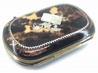 A Antique 19th Century Tortoiseshell Purse With Silver Inlay 2